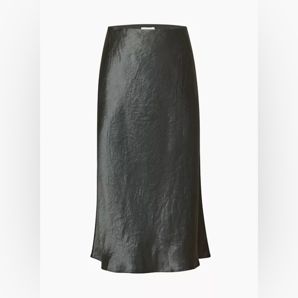 NWOT Babaton Slip Satin Midi Skirt - Coal Grey